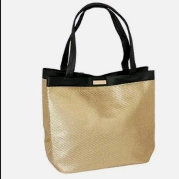 Versace Handbags - VERSACE PARFUMS 52 Golden gold Black Large Tote Travel Handbag *